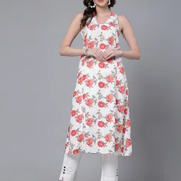 Ramas Floral Printed V-Neck Sleeveless Kurta-picture-11