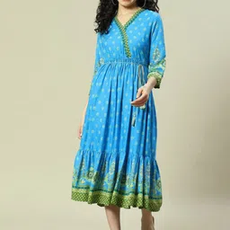 Rangriti Women Ethnic Motifs Print A-Line Midi Dress-picture-36