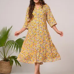 Swasti Floral Printed A-Line Midi Dress-image-44