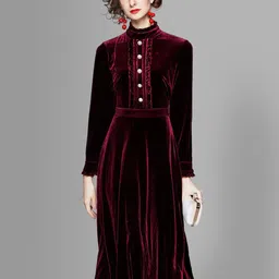 JC Collection Women Maroon A-Line Midi Dress-picture-10