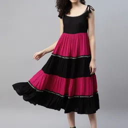 DEEBACO Colourblocked A-Line Midi Dress-picture-28