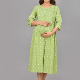 Negen Ethnic Motifs Print Maternity A-Line Midi Ethnic Dress image 1