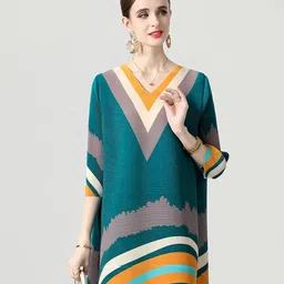 JC Collection Striped V-Neck A-Line Mini Dress-picture-23