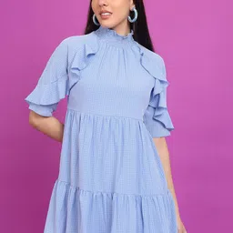 Tokyo Talkies Blue Rufffle A-Line Mini Dress-picture-41