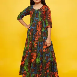 Aks Kids Girls Animal Printed Maxi Dress-image-94
