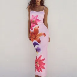 StyleCast x Revolte Floral Printed Shoulder Straps Bodycon Maxi Dress image 1