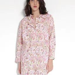 RAREISM Shirt Collar Long Sleeves Floral Print Shirt Mini Dress-picture-19