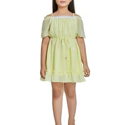 Peppermint Girls Off-Shoulder Gathered & Pleated Fit & Flare Dress-picture-39