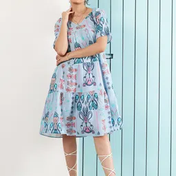 Boho By Athena bohemian Floral Print Puff-Sleeves Layered Fit & Flare Dress-picture-39