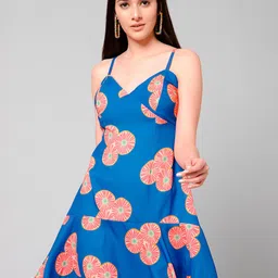 HAUTEQUE Iris Abstract Print Fit & Flare Tie-Ups Mini Dress-picture-15