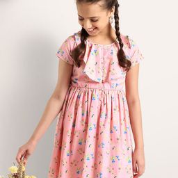 ARIAS By LARA DUTTA Girls Floral Print Fit & Flare Cotton Dress-picture-17