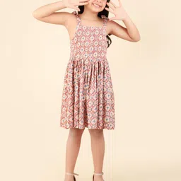 Fabindia Girls Floral Printed Cotton Fit & Flare Dress-image-12