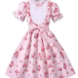 StyleCast x Revolte Girls Floral Printed Puff Sleeves Fit & Flare Dress-image-16