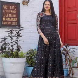 Tasarika Ethnic Motifs Printed Maxi Gown Silk Ethnic Dress-picture-35