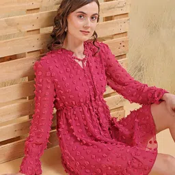 Freehand by The Indian Garage Co Self Design Fit & Flare Dress-picture-41