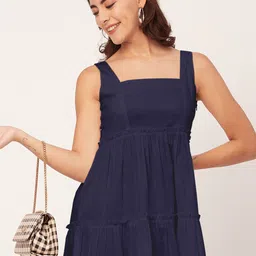 Moomaya Cotton Square Neck Flared Fit & Flare Dress-image-82