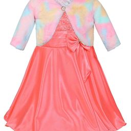 Wish Karo Girls Floral Embroidered Satin Fit & Flare Dress With Jacket-picture-38