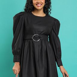 Tokyo Talkies Black Puff Sleeve Fit & Flare Dress-picture-28