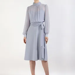 Calvin Klein Jeans Women Puff Sleeve High Neck Knee Length Fit & Flare Dress-picture-19