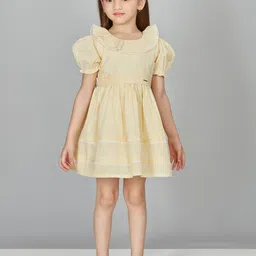 Peppermint Girls Round Neck Short Puff Sleeve Fit & Flare Dress-picture-30
