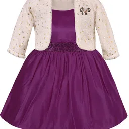 Wish Karo Girls Satin Fit & Flare Dress With Jacket-picture-43