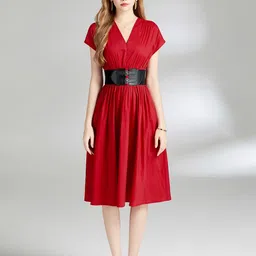 JC Collection Extended Sleeves Gathered Fit & Flare Dress-picture-39