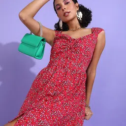 RARE Floral Print Crepe Fit & Flare Dress-image-7