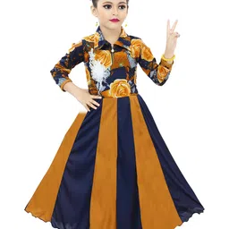 BAESD Yellow Floral Print Satin Fit & Flare Dress-picture-19