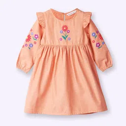 Beebay Floral Embroidered A-line Cotton Dress-picture-5