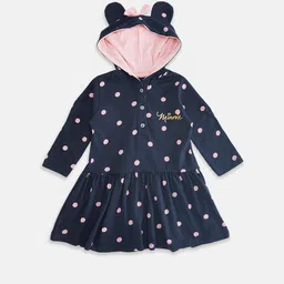 Pantaloons Baby Girls Polka Dot Print Hooded A-Line Dress-picture-40