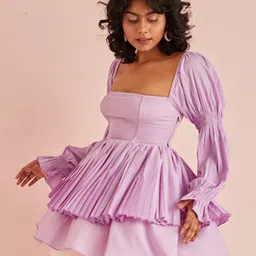 Lea Clothing Co. Puff Sleeve Crepe Fit & Flare Dress-picture-39