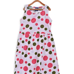 SWEET ANGEL White & Pink A-Line Cotton Dress-image-59