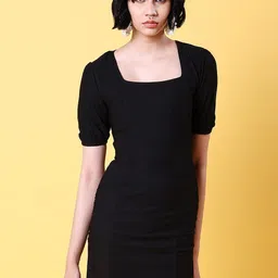 Freehand by The Indian Garage Co Puff Sleeves Sheath Mini Dress-picture-44