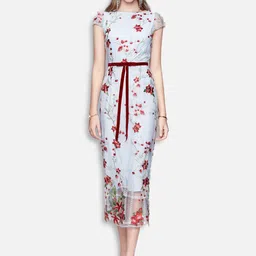 JC Collection Blue Floral Sheath Dress-picture-30