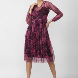 Van Heusen Woman Women Purple Floral Midi Dress image 1