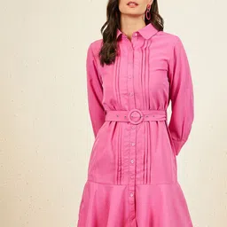 Marie Claire Cuffed Sleeves Shirt Dress-image-1
