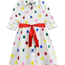 A.T.U.N. Girls Cream-Coloured & Pink Pure Cotton Shirt Dress-picture-27