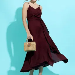 Tokyo Talkies Women Maroon Maxi Dress-picture-30
