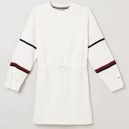 Tommy Hilfiger Girls Round Neck Extended Sleeves Cotton  A-Line Dress-picture-40