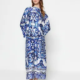 Trendyol Ethnic Motifs Print Flared Sleeve Maxi Dress image 1