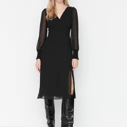 Trendyol V-Neck Puff Sleeves A-Line Dress image 1