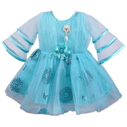 Wish Karo Green Embellished Net Fit & Flare Dress-picture-25