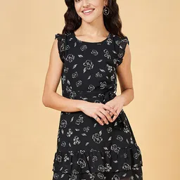 People Round Neck Floral Print A-Line Dress-picture-29