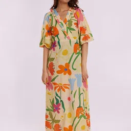 POPPI Women Mystic Printed Maxi Floral Print A-Line Dress-picture-17