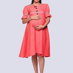 Mom For Sure by Ketki Dalal Peach-Coloured Maternity Dress-picture-13