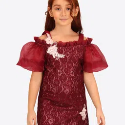 CUTECUMBER Embellished Cold-Shoulder Applique Lace Sheath Dress-picture-55