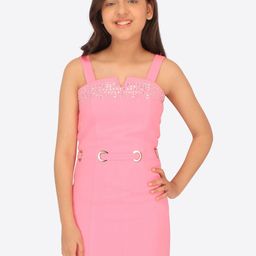 CUTECUMBER Girls Shoulder Straps Sheath Dress-picture-16