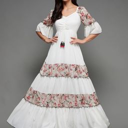 Miss Chase Floral Printed Ruched Georgette Maxi Dress-picture-5