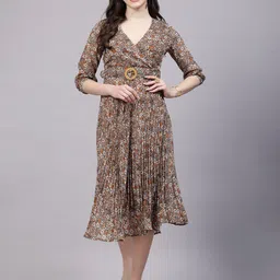 aayu Floral Print V-Neck Georgette Midi Dress-picture-21