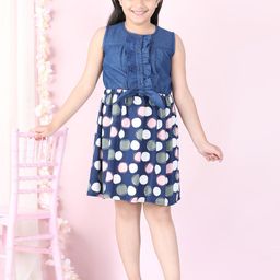 StyleStone Polka Denim Fit & Flare Dress-picture-22